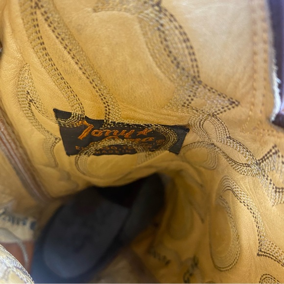 Vintage Tony Lama Brown Tan Snakeskin Python Cowboy Western Boots 0410 8.5B - Picture 2 of 16